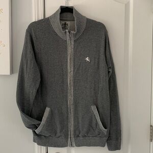 EXPRESS Track Style Cardigan sweater zipper cotton gray pockets